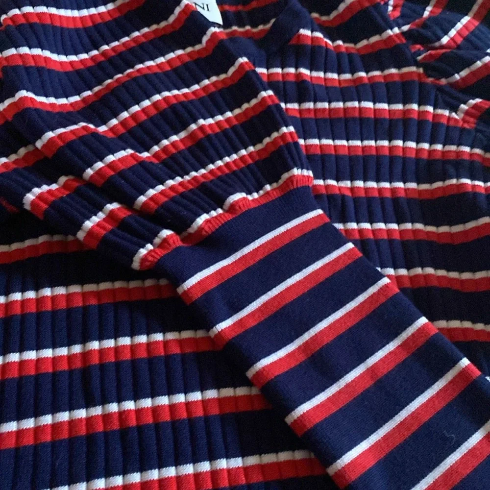 Lini Marla Striped Juliet Sleeve Esther Sweater Top Blue Red Stripe Med like new - Picture 13 of 14